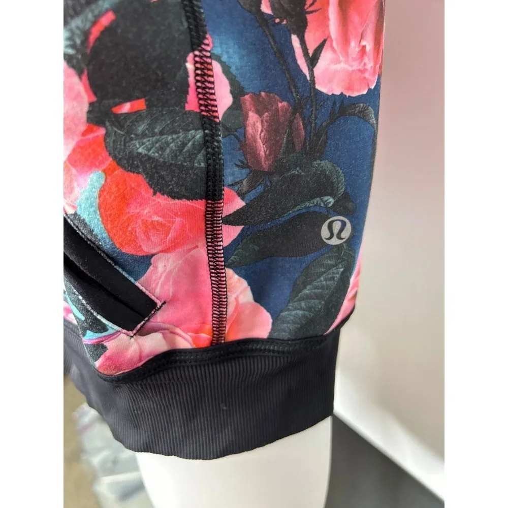 Lululemon Hold Your Om Hoodie Jacket Secret Garden Black Floral Zip Size 8 - Picture 4 of 10